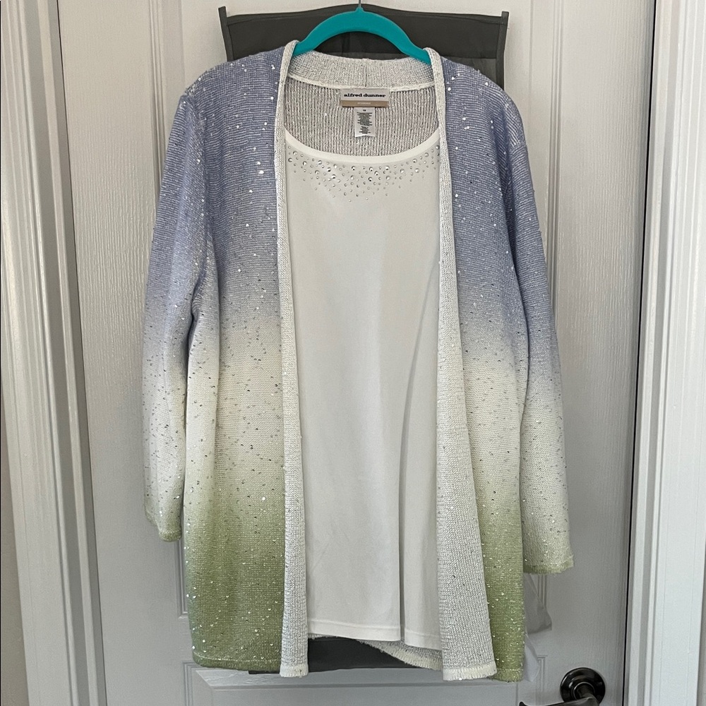 Alfred Dunner Women's Ombre Cardigan - Blue, White, Green